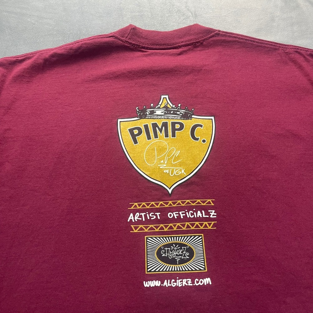 Vintage UGK 4 Life Pimp C T-Shirt Mens 2XL Burgundy Algierz Rap Streetwear - Picture 10 of 10